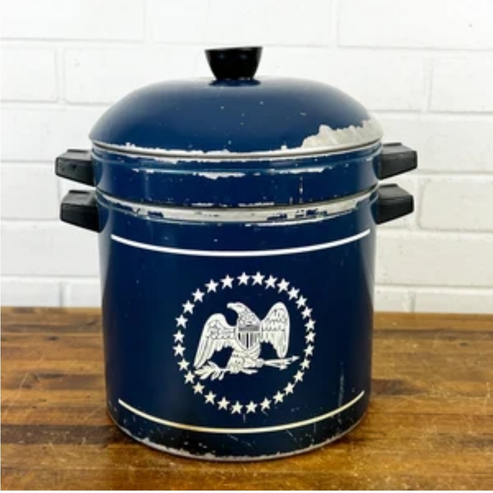 Vintage Blue Recipe Pot